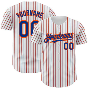 Custom White (Royal Orange Pinstripe) Orange-Royal Authentic Baseball Jersey