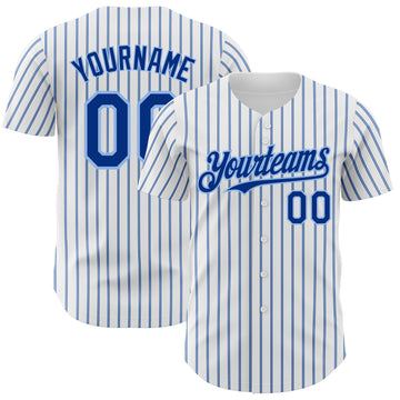 Custom White (Royal Light Blue Pinstripe) Royal-Light Blue Authentic Baseball Jersey