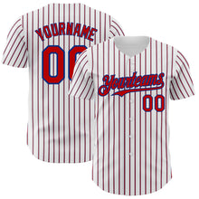 Laden Sie das Bild in den Galerie-Viewer, Custom White (Royal Red Pinstripe) Red-Royal Authentic Baseball Jersey
