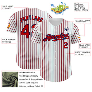 Custom White (Navy Red Pinstripe) Red-Navy Authentic Baseball Jersey
