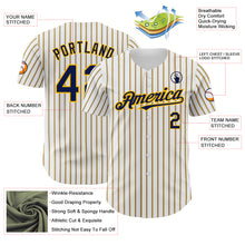 Load image into Gallery viewer, Custom White (Navy Gold Pinstripe) Navy-Gold Authentic Baseball Jersey
