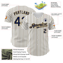 Charger l&#39;image dans la galerie, Custom White (Navy Old Gold Pinstripe) Navy-Old Gold Authentic Baseball Jersey
