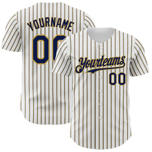 Charger l&#39;image dans la galerie, Custom White (Navy Old Gold Pinstripe) Navy-Old Gold Authentic Baseball Jersey
