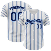 Загрузить изображение в средство просмотра галереи, Custom White (Navy Light Blue Pinstripe) Navy-Light Blue Authentic Baseball Jersey
