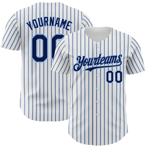 Custom White (Navy Light Blue Pinstripe) Navy-Light Blue Authentic Baseball Jersey