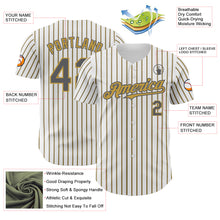 Load image into Gallery viewer, Custom White (Steel Gray Old Gold Pinstripe) Steel Gray-Old Gold Authentic Baseball Jersey
