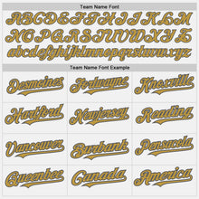 Load image into Gallery viewer, Custom White (Steel Gray Old Gold Pinstripe) Steel Gray-Old Gold Authentic Baseball Jersey
