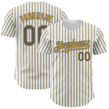 Load image into Gallery viewer, Custom White (Steel Gray Old Gold Pinstripe) Steel Gray-Old Gold Authentic Baseball Jersey
