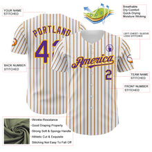 Load image into Gallery viewer, Custom White (Purple Gold Pinstripe) Purple-Gold Authentic Baseball Jersey
