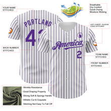 Load image into Gallery viewer, Custom White (Purple Gray Pinstripe) Purple-Gray Authentic Baseball Jersey
