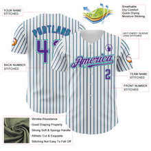 Charger l&#39;image dans la galerie, Custom White (Purple Teal Pinstripe) Purple-Teal Authentic Baseball Jersey
