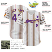 Load image into Gallery viewer, Custom White (Purple Old Gold Pinstripe) Purple-Old Gold Authentic Baseball Jersey
