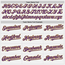 Load image into Gallery viewer, Custom White (Purple Old Gold Pinstripe) Purple-Old Gold Authentic Baseball Jersey
