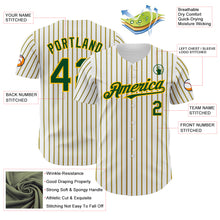 Загрузить изображение в средство просмотра галереи, Custom White (Green Gold Pinstripe) Green-Gold Authentic Baseball Jersey
