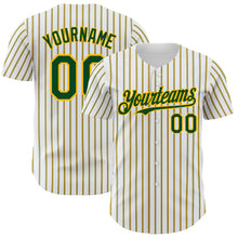 Загрузить изображение в средство просмотра галереи, Custom White (Green Gold Pinstripe) Green-Gold Authentic Baseball Jersey
