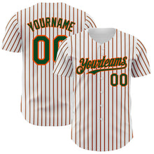 Загрузить изображение в средство просмотра галереи, Custom White (Green Orange Pinstripe) Green-Orange Authentic Baseball Jersey
