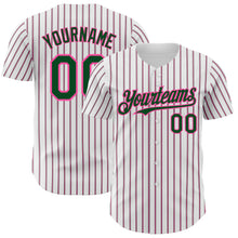 Charger l&#39;image dans la galerie, Custom White (Green Pink Pinstripe) Green-Pink Authentic Baseball Jersey
