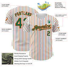 Load image into Gallery viewer, Custom White (Kelly Green Orange Pinstripe) Kelly Green-Orange Authentic Baseball Jersey
