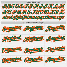 Load image into Gallery viewer, Custom White (Kelly Green Orange Pinstripe) Kelly Green-Orange Authentic Baseball Jersey
