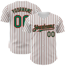 Charger l&#39;image dans la galerie, Custom White (Kelly Green Red Pinstripe) Kelly Green-Red Authentic Baseball Jersey
