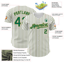 Load image into Gallery viewer, Custom White (Kelly Green Old Gold Pinstripe) Kelly Green-Old Gold Authentic Baseball Jersey
