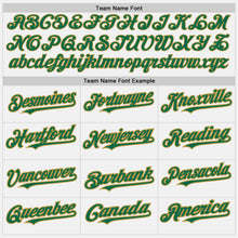 Load image into Gallery viewer, Custom White (Kelly Green Old Gold Pinstripe) Kelly Green-Old Gold Authentic Baseball Jersey
