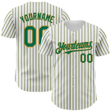 Charger l&#39;image dans la galerie, Custom White (Kelly Green Old Gold Pinstripe) Kelly Green-Old Gold Authentic Baseball Jersey
