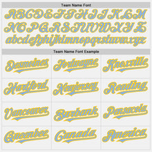Load image into Gallery viewer, Custom White (Light Blue Yellow Pinstripe) Light Blue-Yellow Authentic Baseball Jersey

