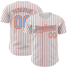 Загрузить изображение в средство просмотра галереи, Custom White (Light Blue Orange Pinstripe) Light Blue-Orange Authentic Baseball Jersey
