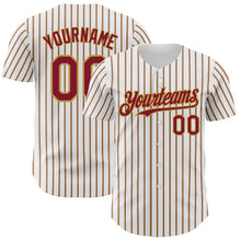 Charger l&#39;image dans la galerie, Custom White (Crimson Old Gold Pinstripe) Crimson-Gold Authentic Baseball Jersey
