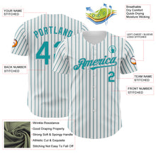 Laden Sie das Bild in den Galerie-Viewer, Custom White (Teal Gray Pinstripe) Teal-Gray Authentic Baseball Jersey
