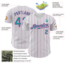 Laden Sie das Bild in den Galerie-Viewer, Custom White (Teal Pink Pinstripe) Teal-Pink Authentic Baseball Jersey
