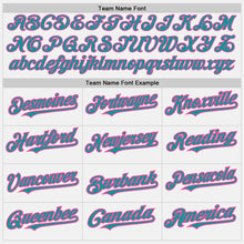 Laden Sie das Bild in den Galerie-Viewer, Custom White (Teal Pink Pinstripe) Teal-Pink Authentic Baseball Jersey
