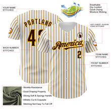 Загрузить изображение в средство просмотра галереи, Custom White (Brown Gold Pinstripe) Brown-Gold Authentic Baseball Jersey
