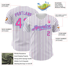 Load image into Gallery viewer, Custom White (Sky Blue Pink Pinstripe) Pink-Sky Blue Authentic Baseball Jersey
