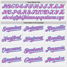 Load image into Gallery viewer, Custom White (Sky Blue Pink Pinstripe) Pink-Sky Blue Authentic Baseball Jersey
