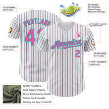 Load image into Gallery viewer, Custom White (Aqua Pink Pinstripe) Pink-Aqua Authentic Baseball Jersey
