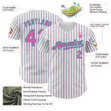 Загрузить изображение в средство просмотра галереи, Custom White (Aqua Pink Pinstripe) Pink-Aqua Authentic Baseball Jersey
