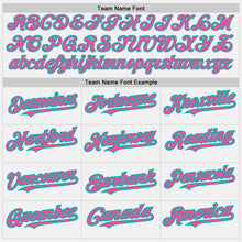 Load image into Gallery viewer, Custom White (Aqua Pink Pinstripe) Pink-Aqua Authentic Baseball Jersey
