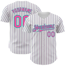 Загрузить изображение в средство просмотра галереи, Custom White (Aqua Pink Pinstripe) Pink-Aqua Authentic Baseball Jersey
