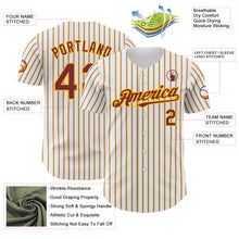 Charger l&#39;image dans la galerie, Custom White (Burgundy Gold Pinstripe) Burgundy-Gold Authentic Baseball Jersey
