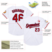 Load image into Gallery viewer, Custom White Red-Navy Mesh Authentic Throwback Baseball Jersey
