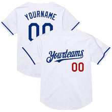 Load image into Gallery viewer, Custom White Royal-Red Mesh Authentic Throwback Baseball Jersey
