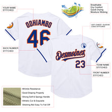 Load image into Gallery viewer, Custom White Royal-Orange Mesh Authentic Throwback Baseball Jersey
