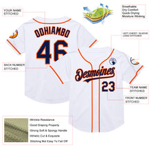 Load image into Gallery viewer, Custom White Navy-Orange Mesh Authentic Throwback Baseball Jersey
