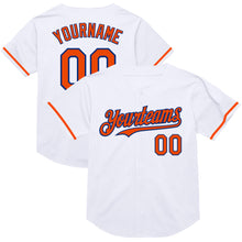 Laden Sie das Bild in den Galerie-Viewer, Custom White Orange-Royal Mesh Authentic Throwback Baseball Jersey
