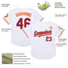 Load image into Gallery viewer, Custom White Purple-Orange Mesh Authentic Throwback Baseball Jersey
