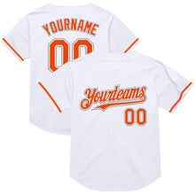 Load image into Gallery viewer, Custom White Orange-Gray Mesh Authentic Throwback Baseball Jersey
