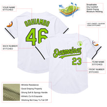 Load image into Gallery viewer, Custom White Neon Green-Black Mesh Authentic Throwback Baseball Jersey
