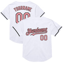 Charger l&#39;image dans la galerie, Custom White Medium Pink-Black Mesh Authentic Throwback Baseball Jersey
